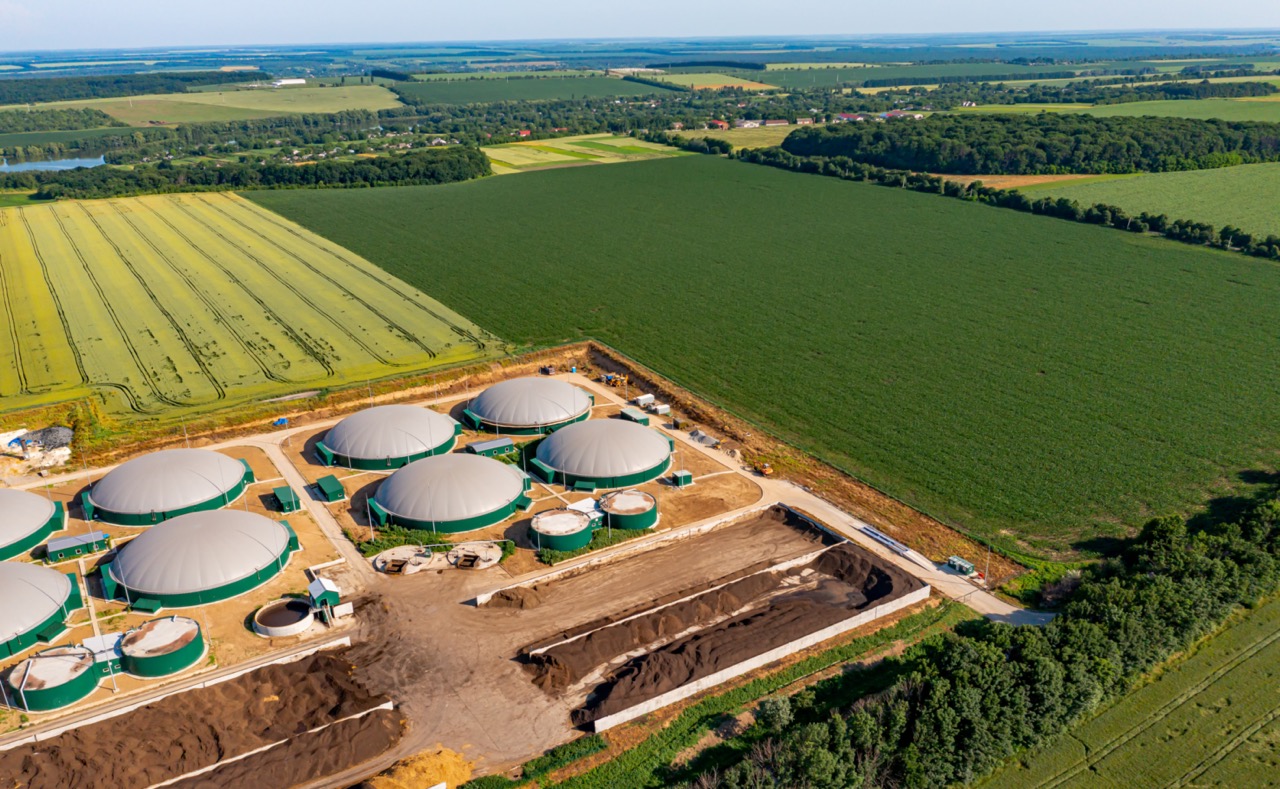 Aerial view of biogass stations